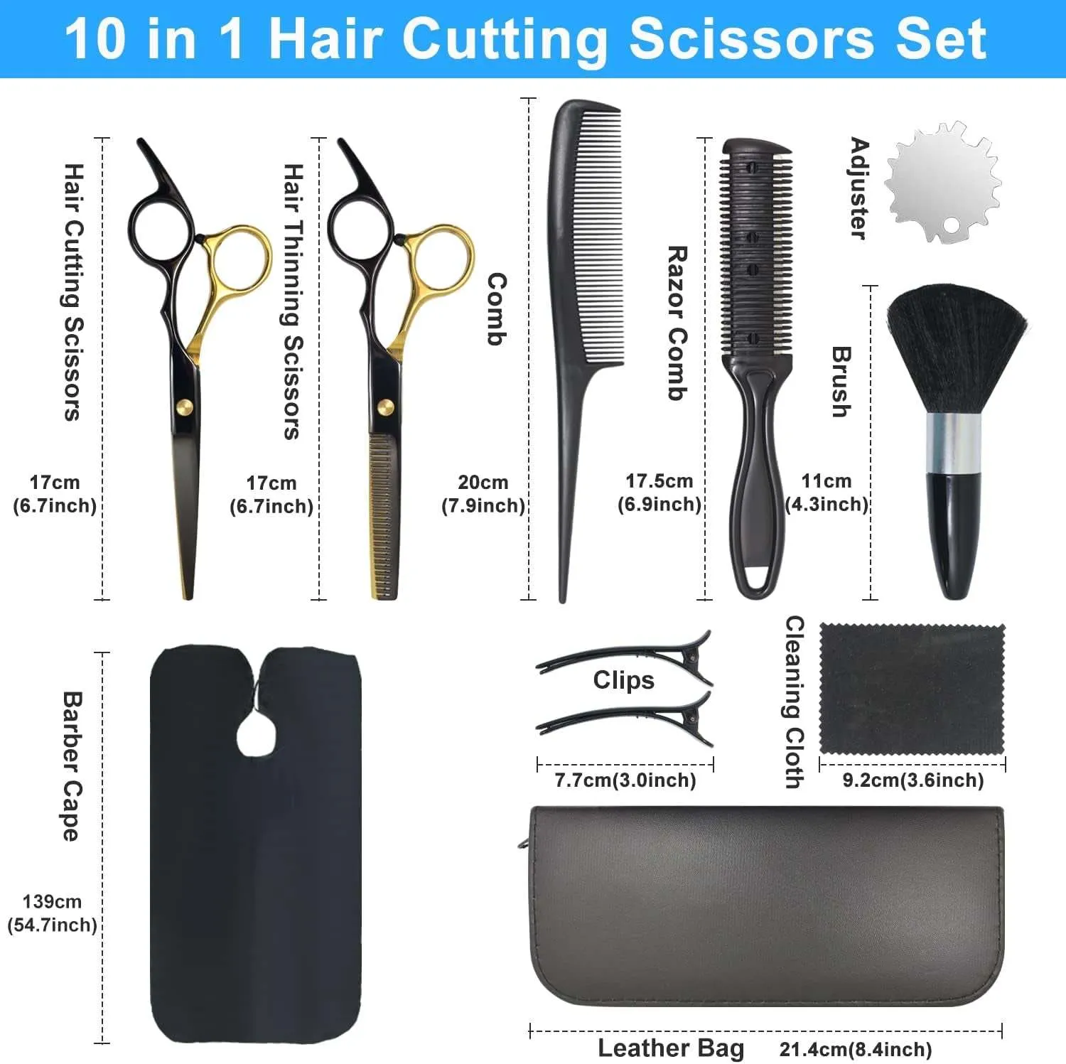 10-in-1 Professional Hair Cutting Scissors Set