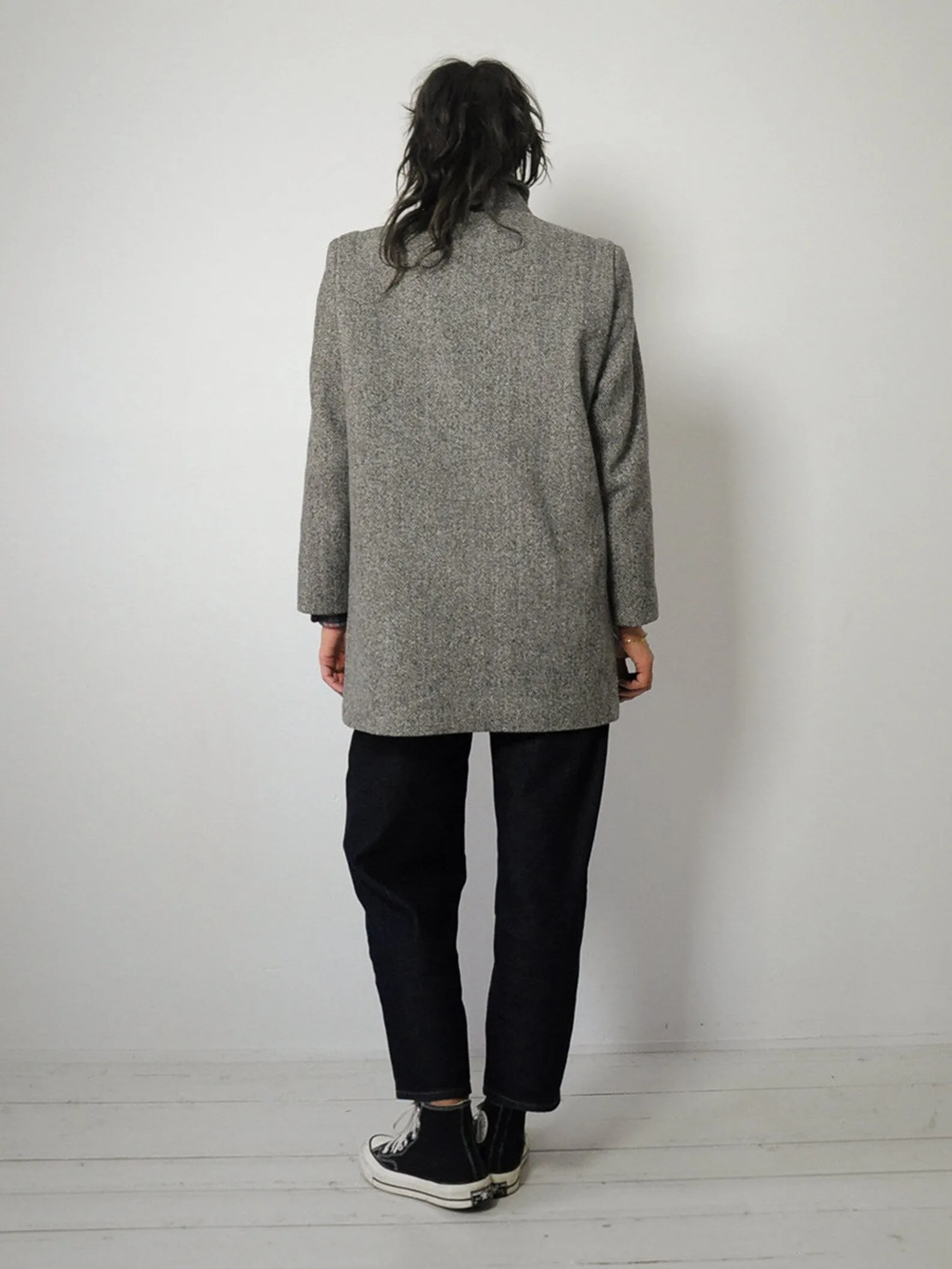 1980's Herringbone Tweed Wool Coat