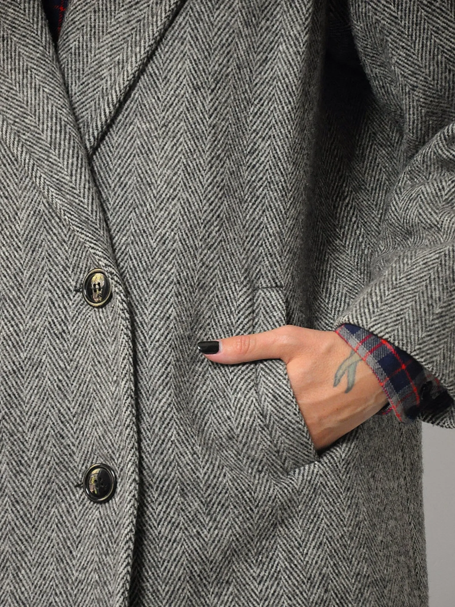 1980's Herringbone Tweed Wool Coat