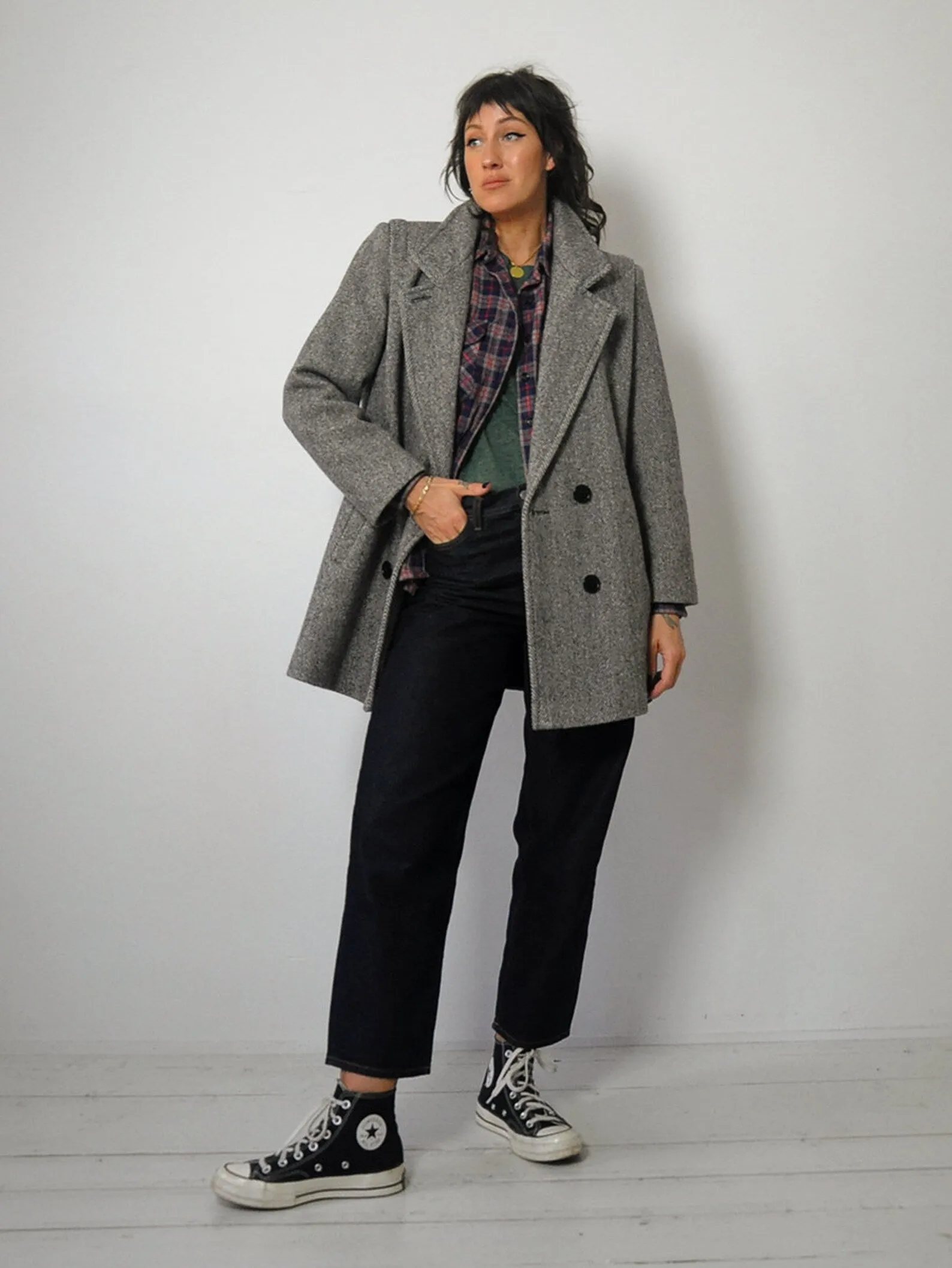 1980's Herringbone Tweed Wool Coat