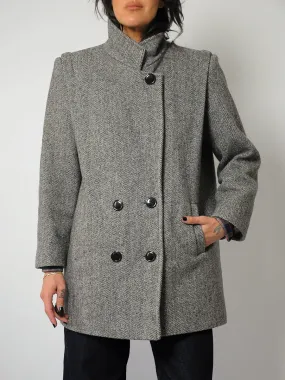 1980's Herringbone Tweed Wool Coat