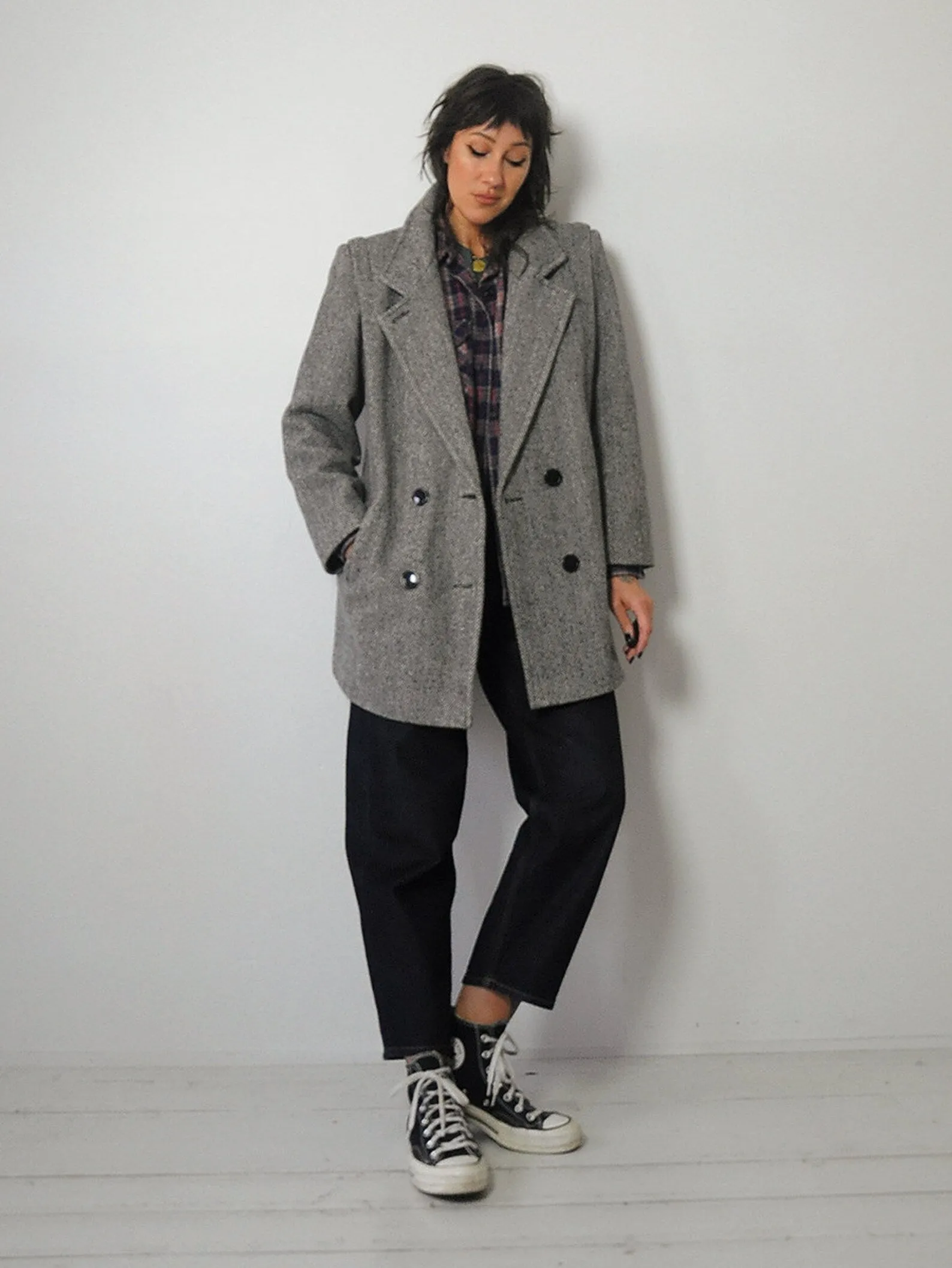 1980's Herringbone Tweed Wool Coat