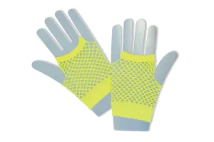 80's Neon Short Fishnet Gloves Yellow