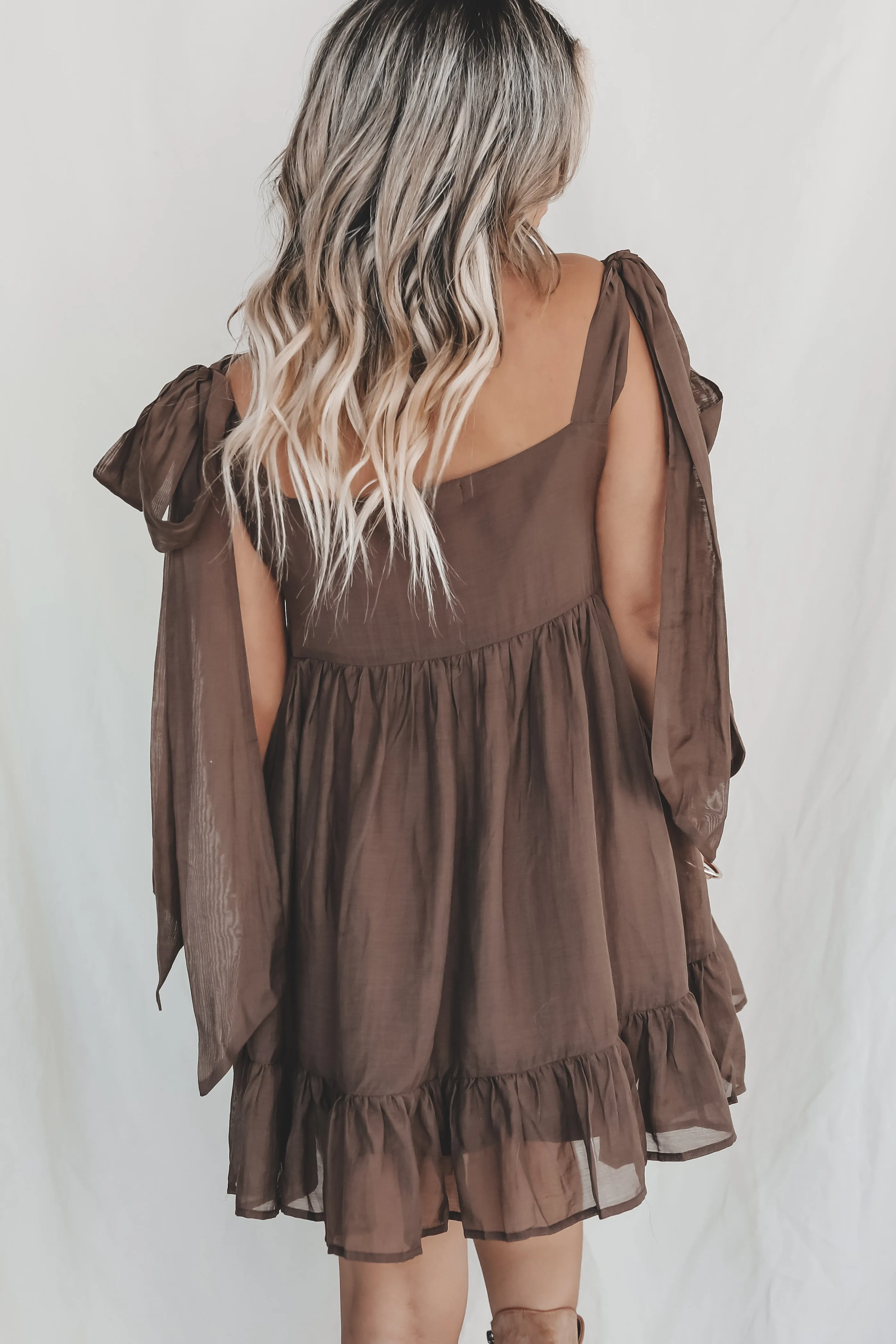 A Breeze In The Wind Babydoll Brown Dress