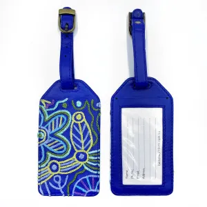 Aboriginal Art Leather Luggage Tag Embroidered Cedric Varcoe