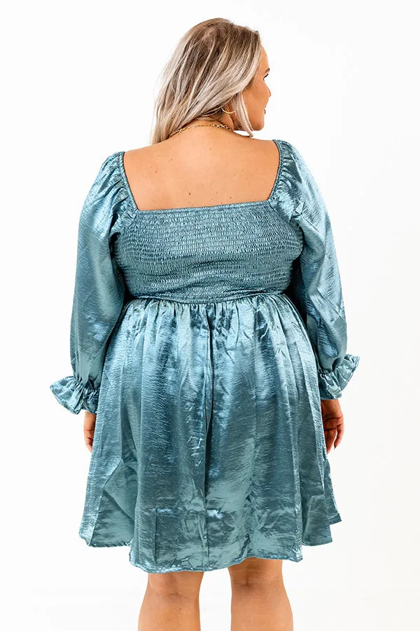 Address The Room Babydoll Dress In Teal Curves