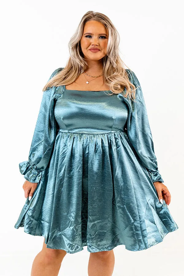 Address The Room Babydoll Dress In Teal Curves