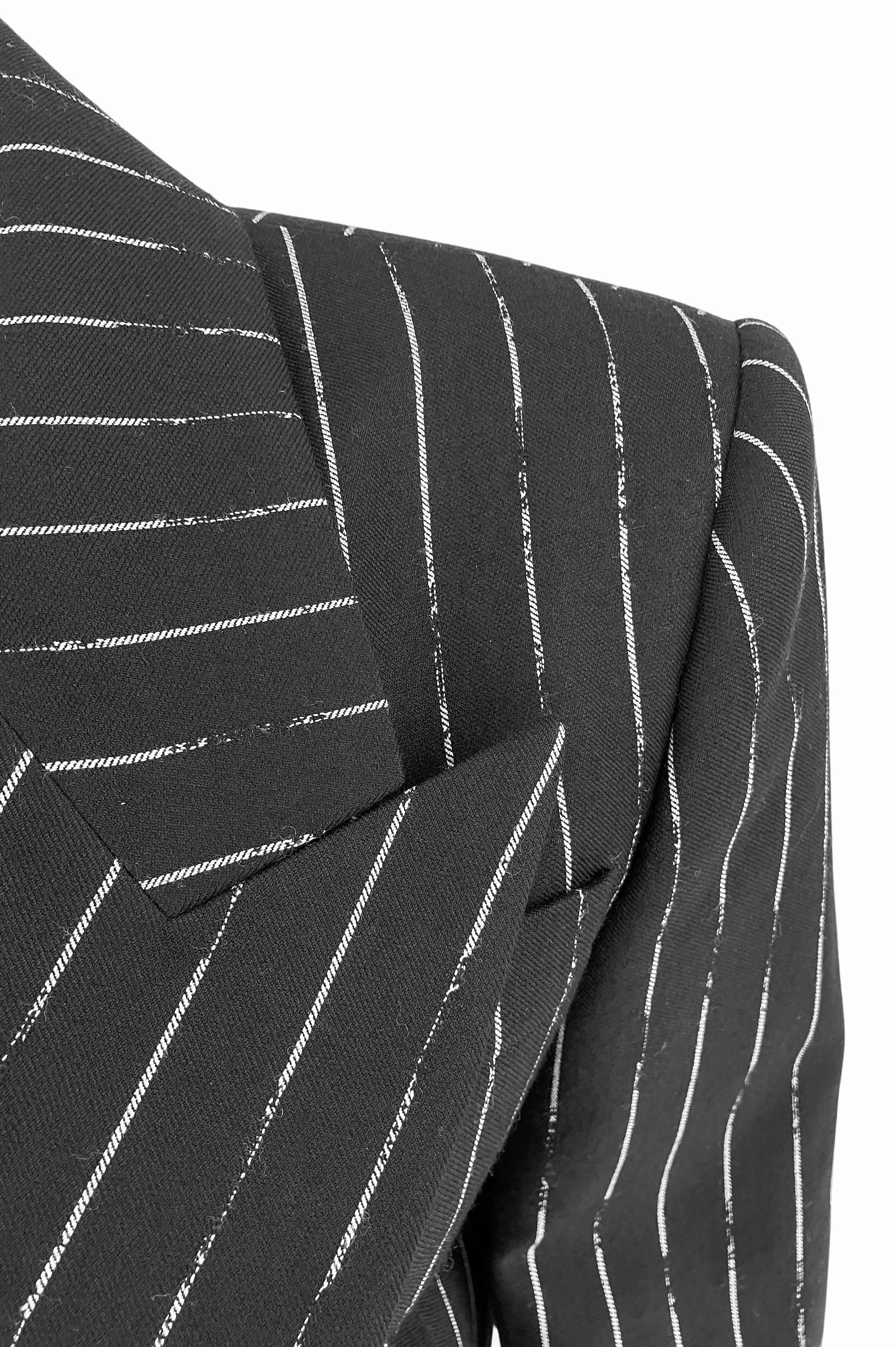 Alexander McQueen Broken Pinstripe Blazer in Black