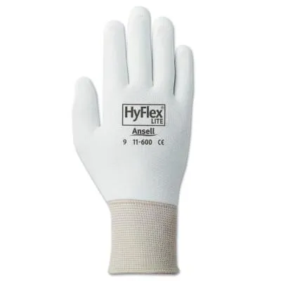 Ansell HyFlex® 11-600 Palm-Coated Gloves, Size 10, White, 11-600-10-WH