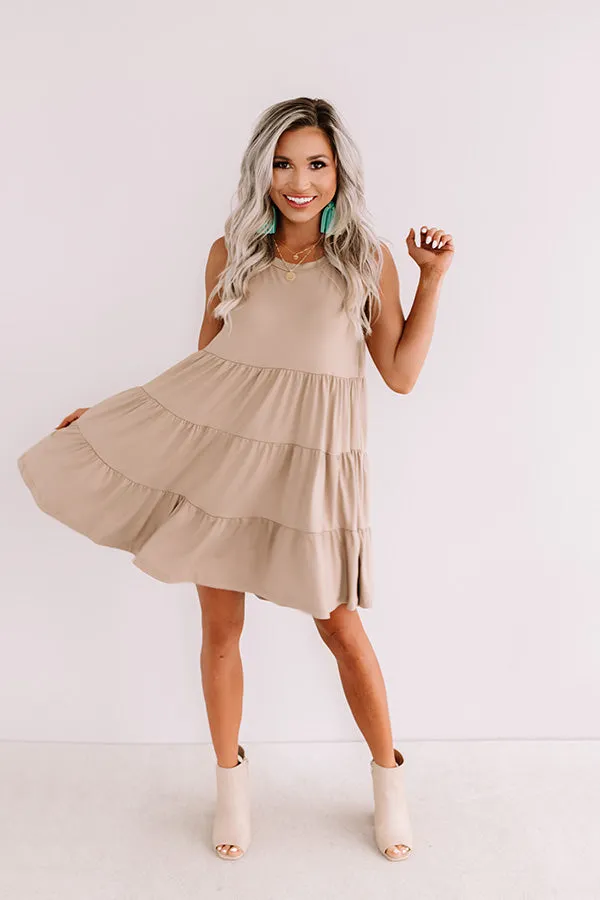 Apple Spiced Wishes Babydoll Dress In Taupe