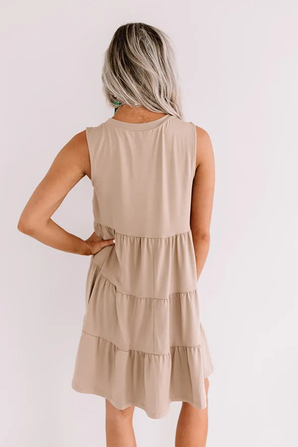 Apple Spiced Wishes Babydoll Dress In Taupe