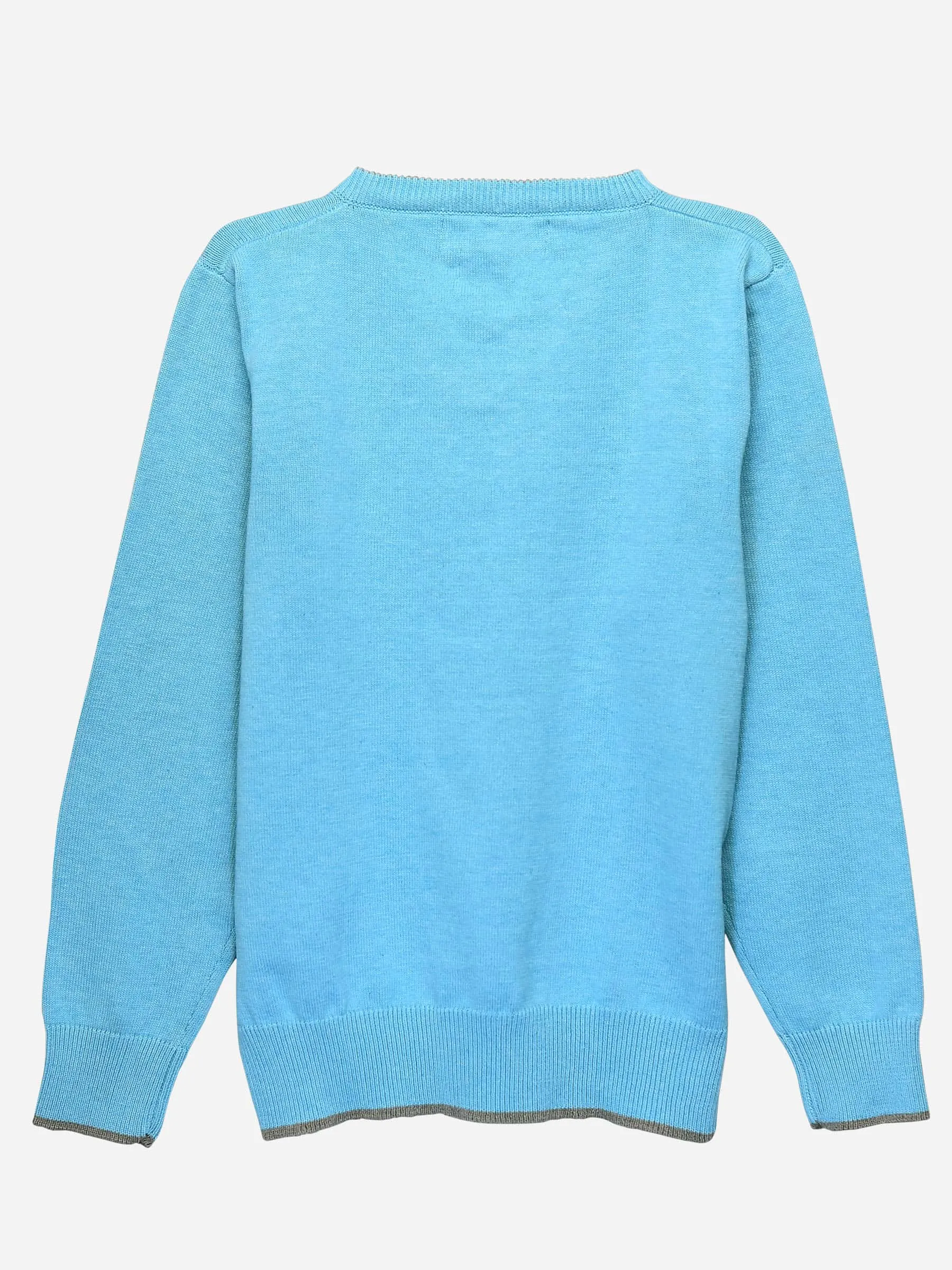 Aqua Blue Casual V-Neck Sweater