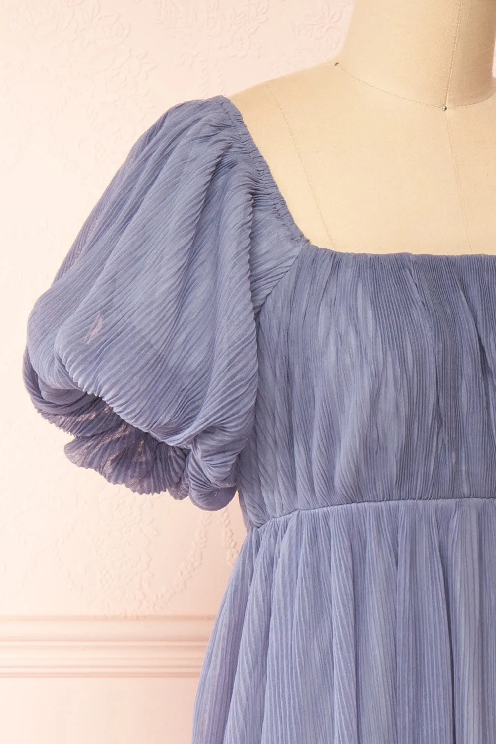 Araminta Blue | Pleated Maxi Babydoll Dress