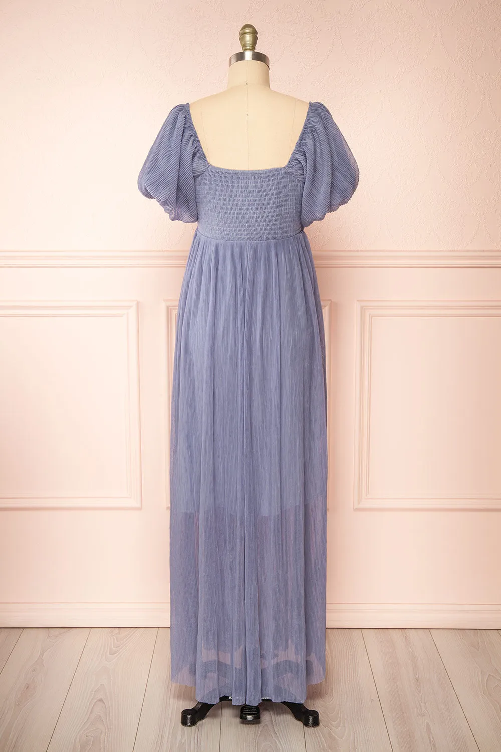 Araminta Blue | Pleated Maxi Babydoll Dress