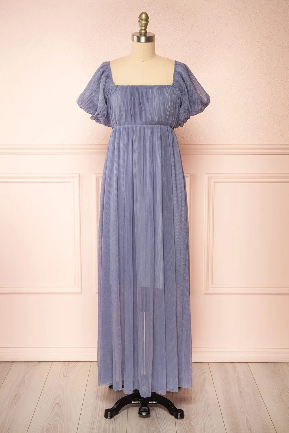 Araminta Blue | Pleated Maxi Babydoll Dress