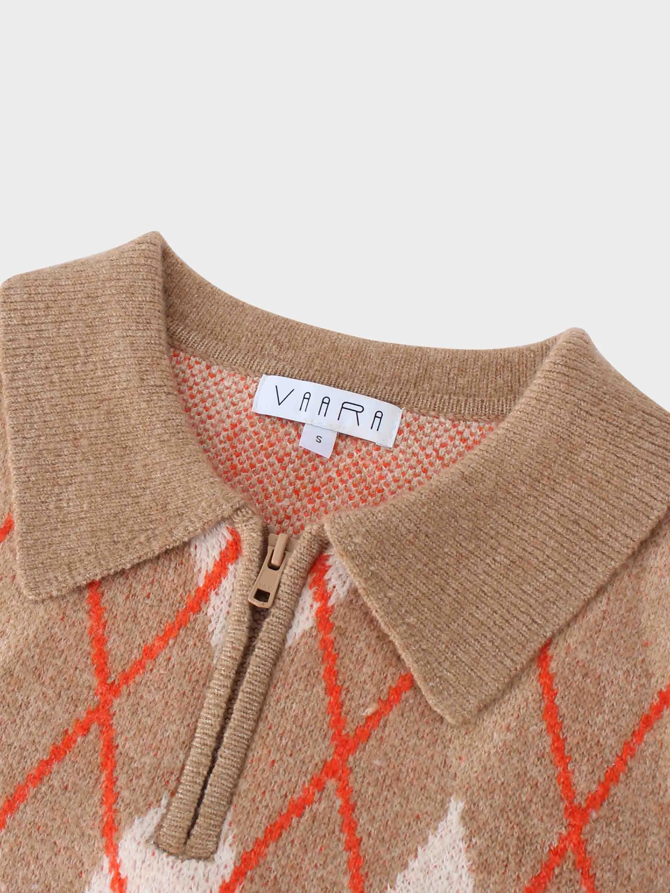 Argyle Collared Sweater-Camel