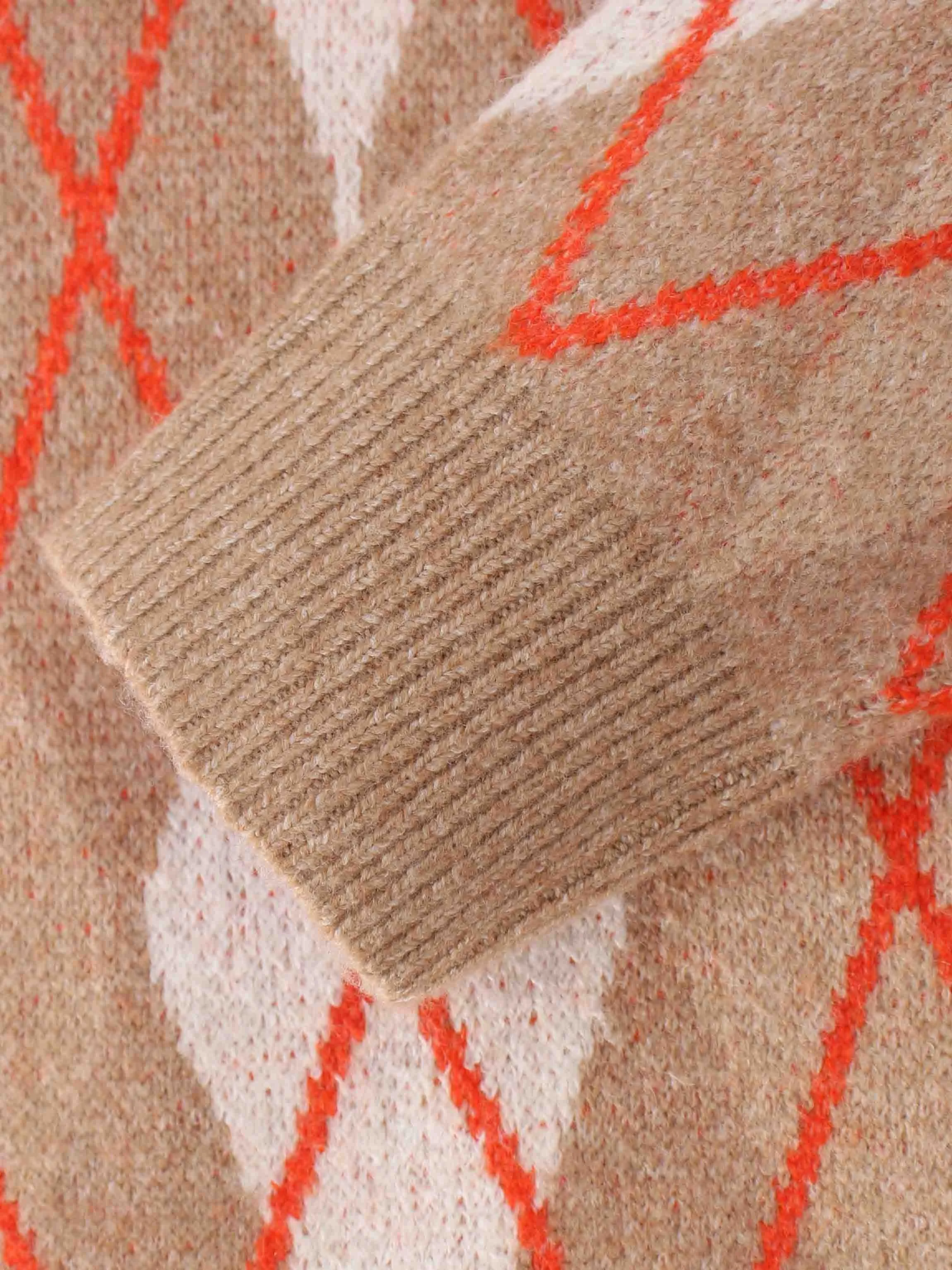 Argyle Collared Sweater-Camel