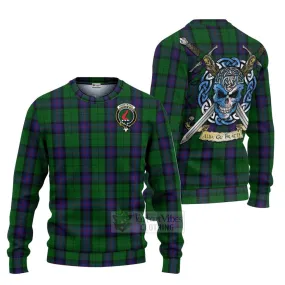 Armstrong Tartan Ugly Sweater with Family Crest Celtic Skull Style