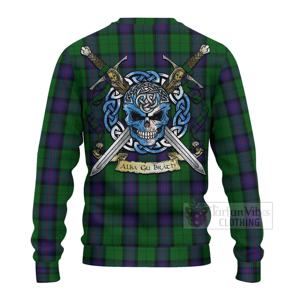 Armstrong Tartan Ugly Sweater with Family Crest Celtic Skull Style