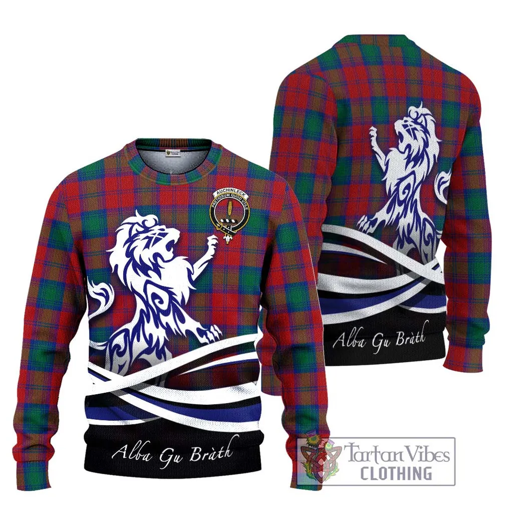 Auchinleck (Affleck) Tartan Ugly Sweater with Alba Gu Brath Regal Lion Emblem