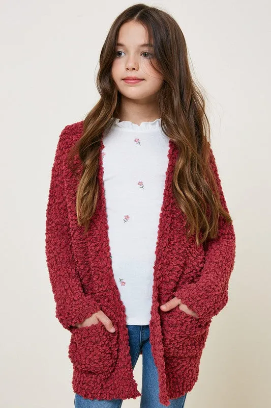 aurora rose popcorn cardigan