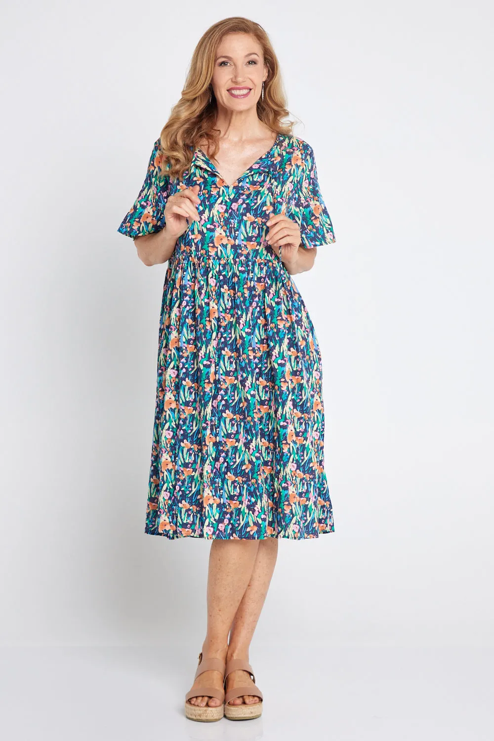 Avery Cotton Dress - Snapdragon Floral