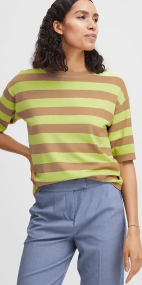 B. Young Light Knit Tee Sweater, green taupe