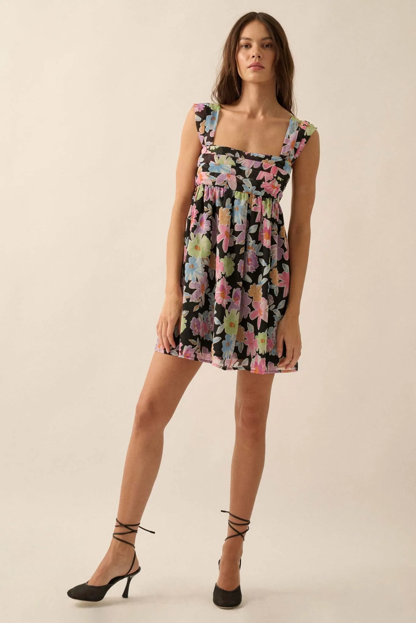 Beaming Blossoms Floral Chiffon Mini Dress