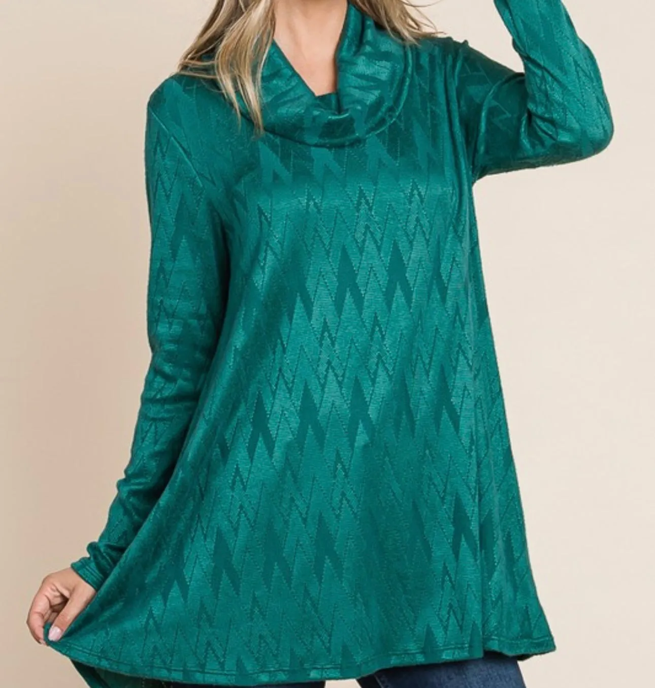 Beautiful Jade Green Cowl Neck Women’s Sweater