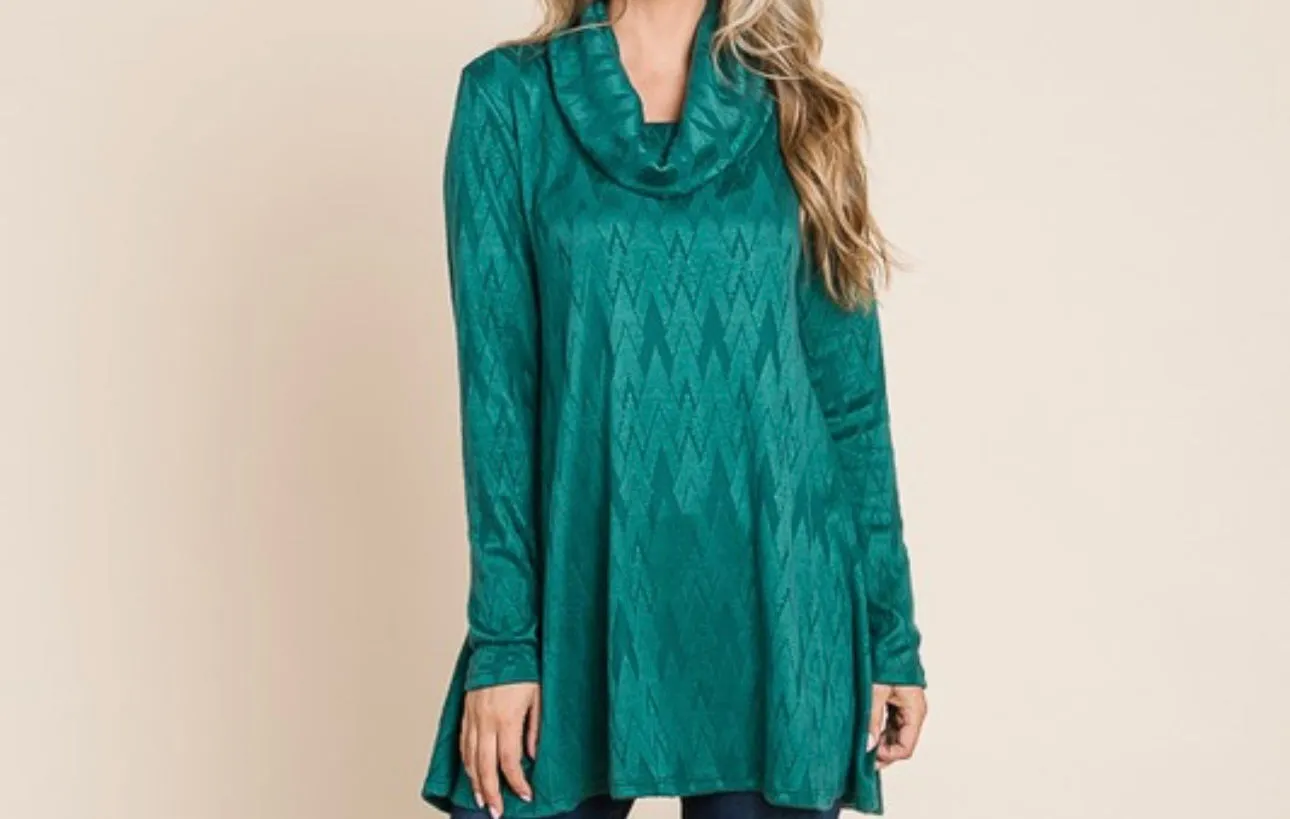 Beautiful Jade Green Cowl Neck Women’s Sweater