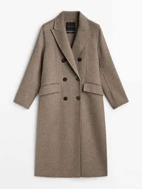 Beige wool blend double-breasted coat