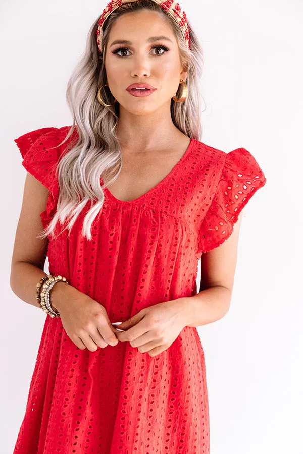 Belize It Or Not Eyelet Dress in Red