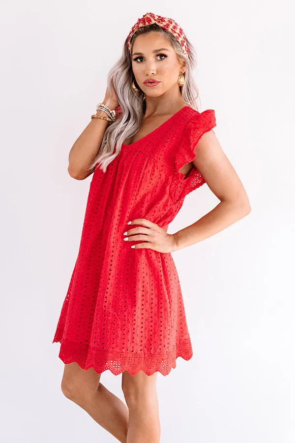 Belize It Or Not Eyelet Dress in Red