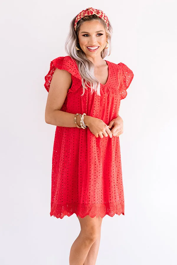 Belize It Or Not Eyelet Dress in Red