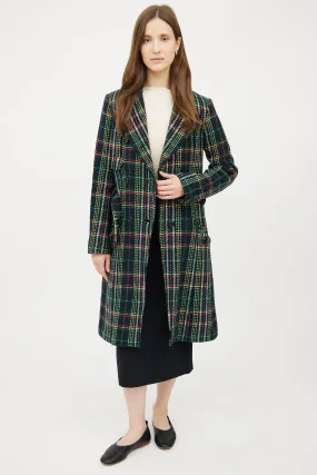 Black & Multicolour Plaid Coat