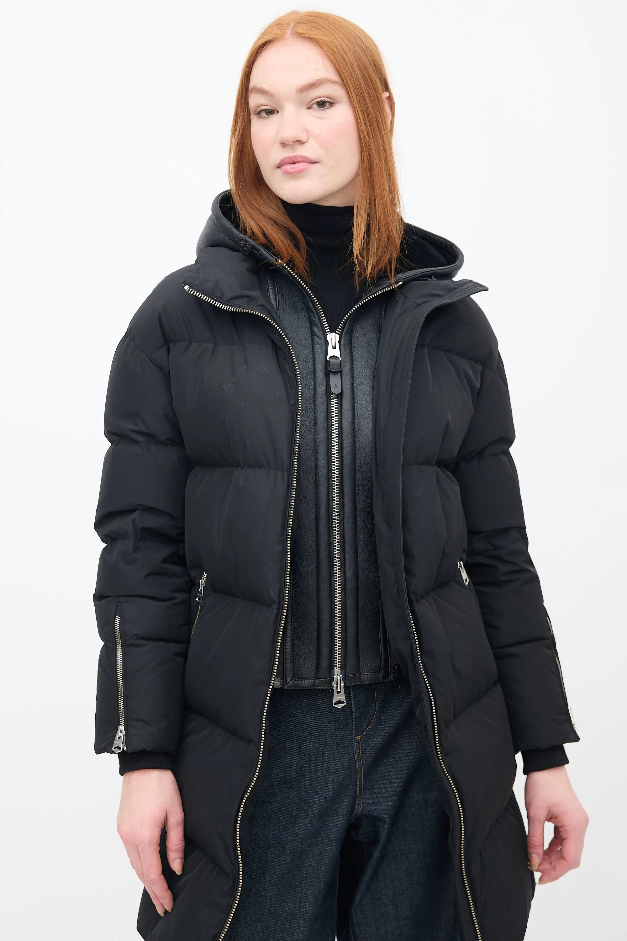 Black Down & Shearling Reynold Puffer Coat