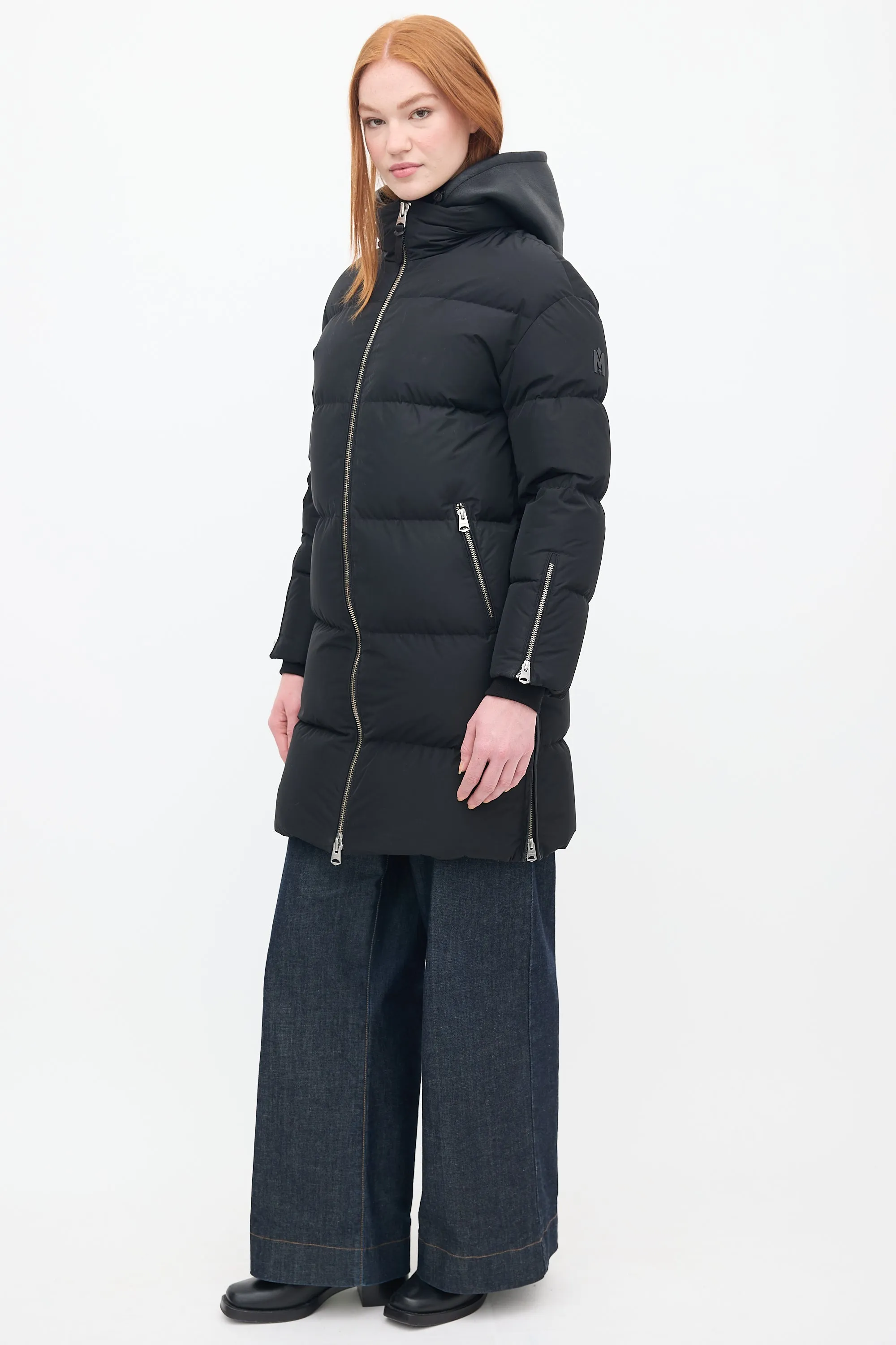 Black Down & Shearling Reynold Puffer Coat