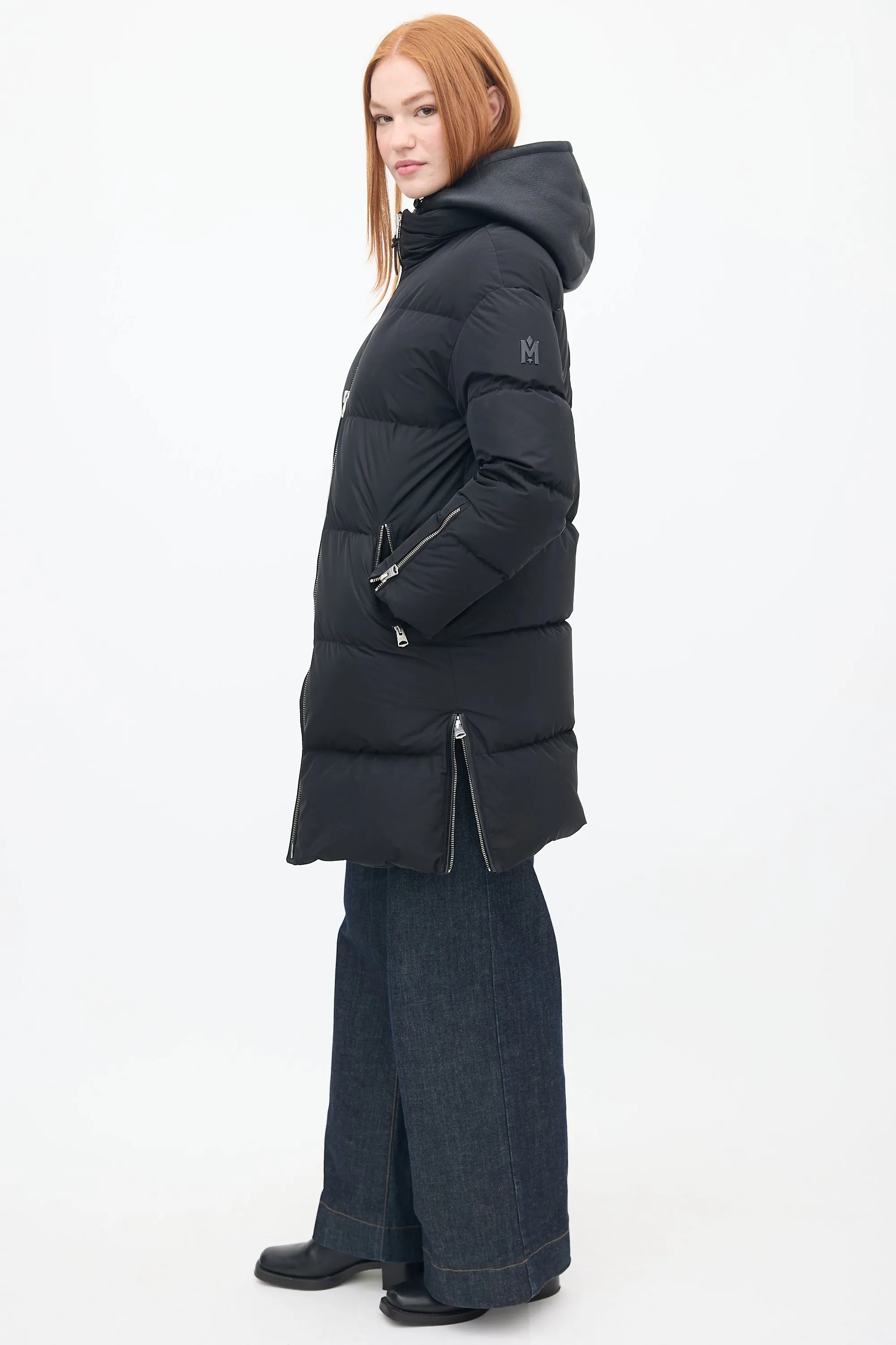 Black Down & Shearling Reynold Puffer Coat