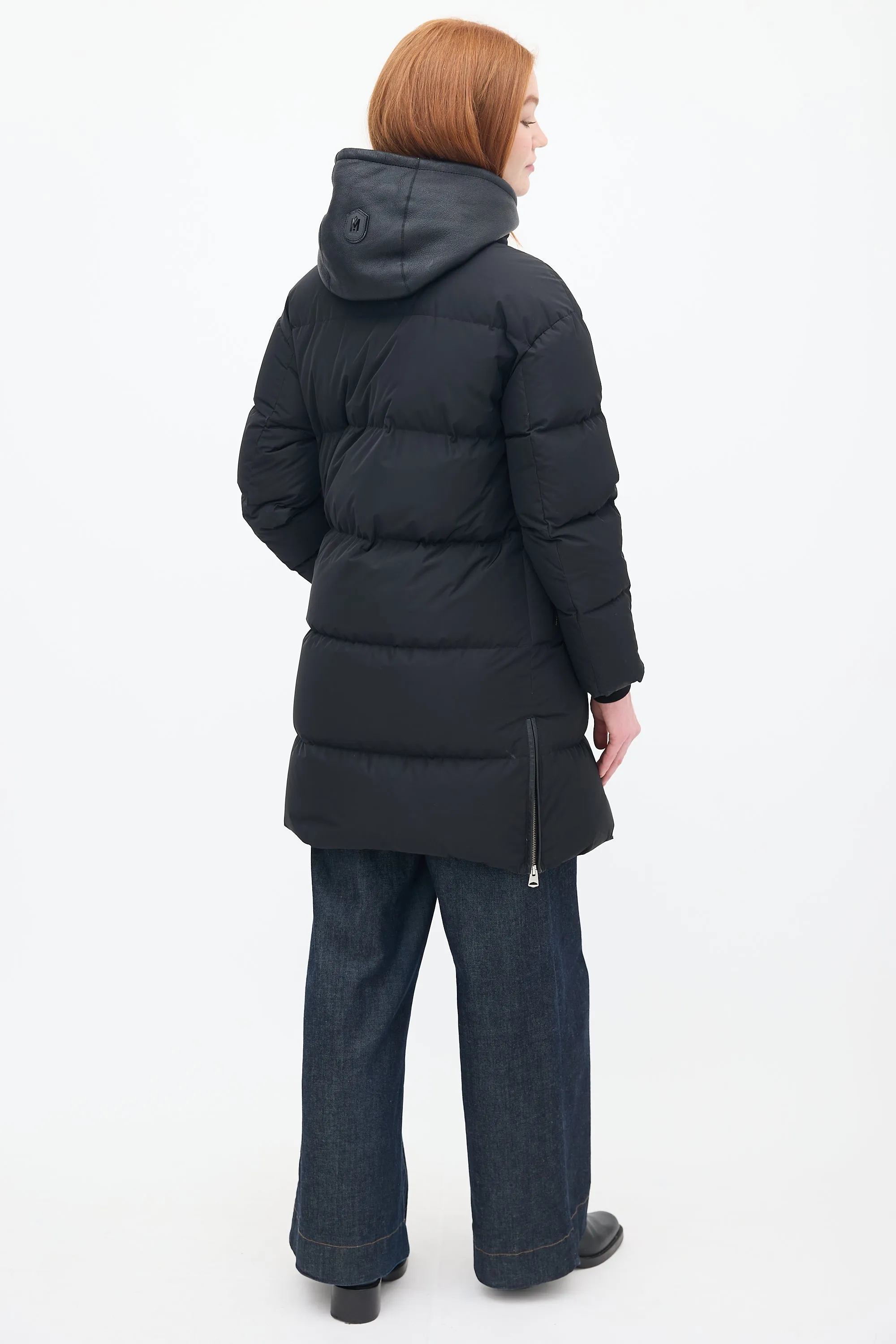 Black Down & Shearling Reynold Puffer Coat