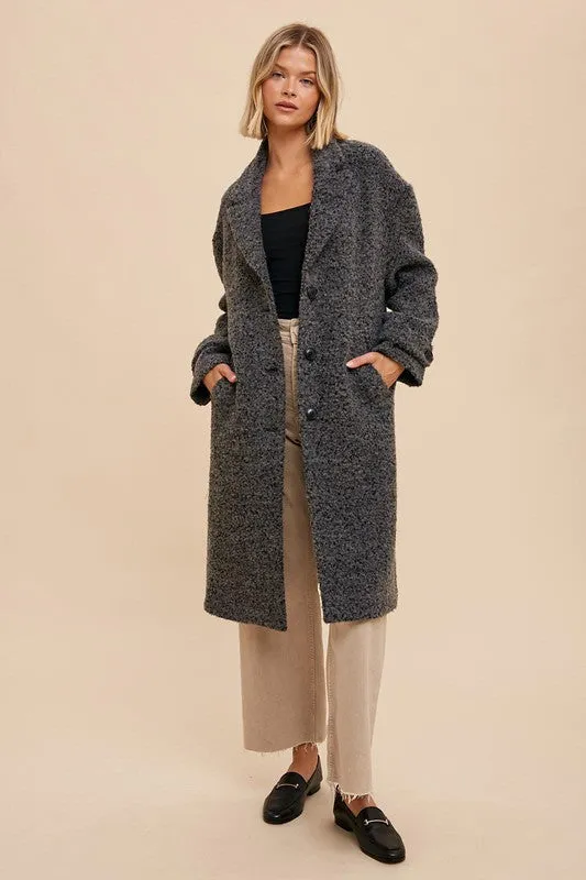 Black Thick Boucle Coat