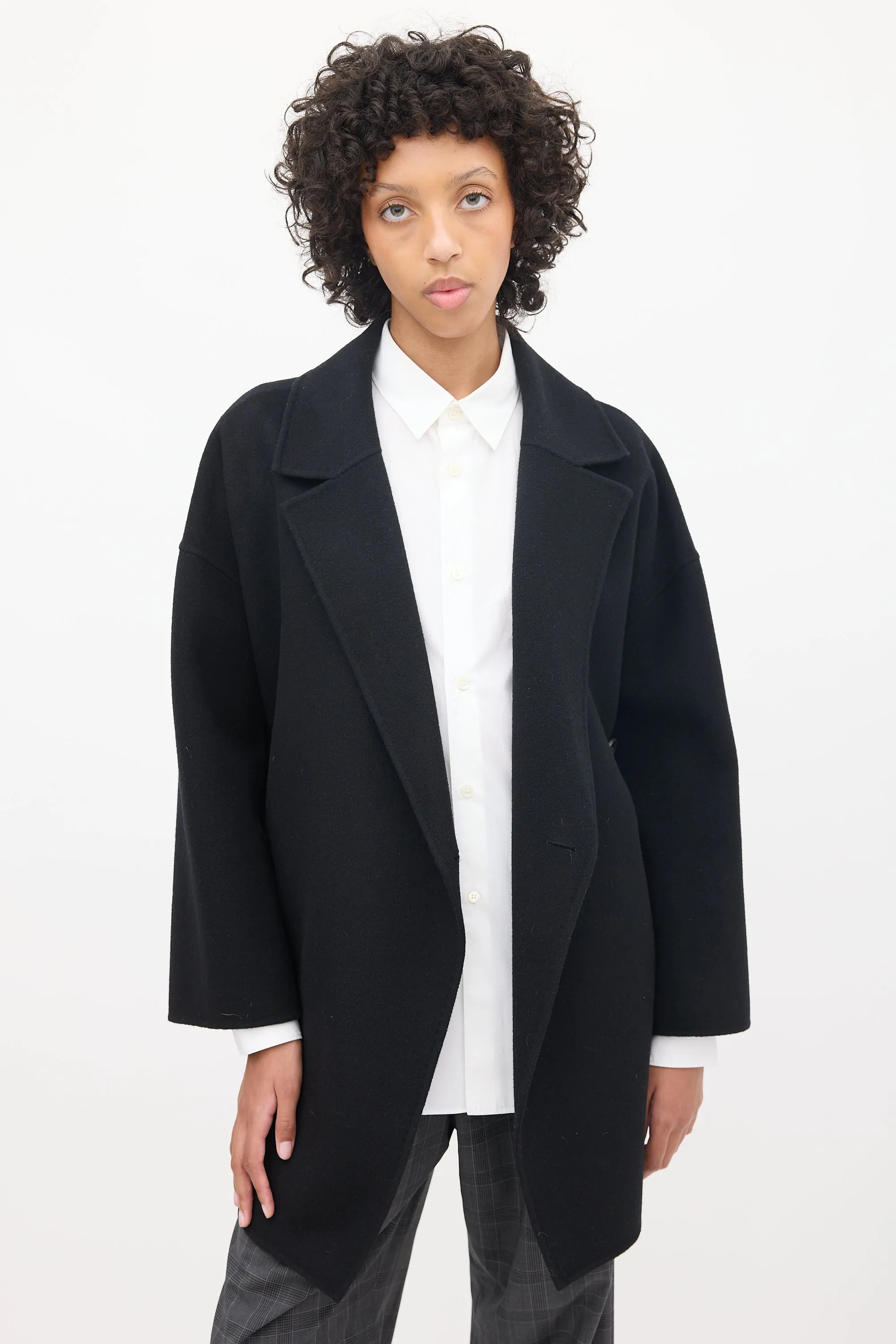 Black Wool Belted Jacket