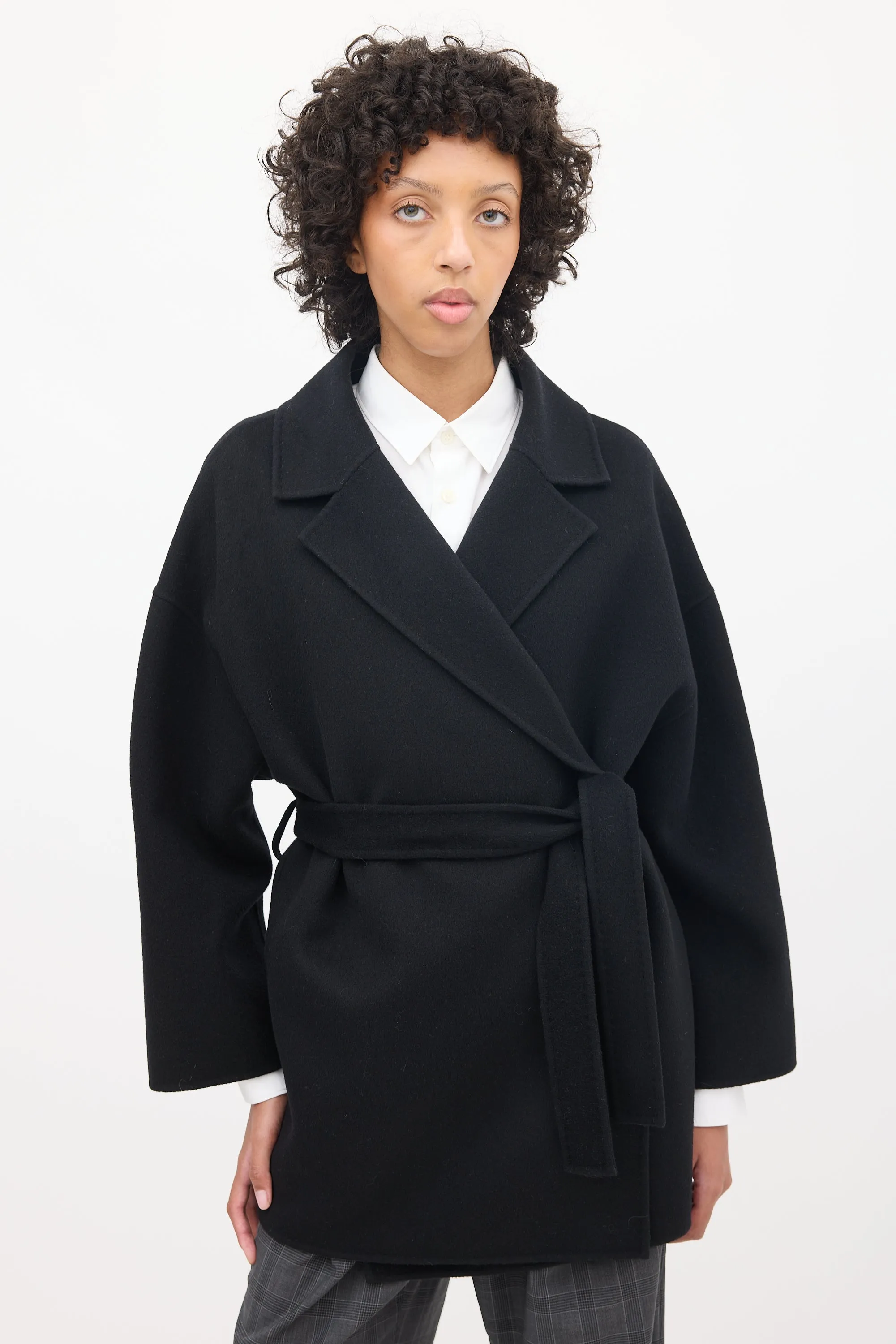 Black Wool Belted Jacket