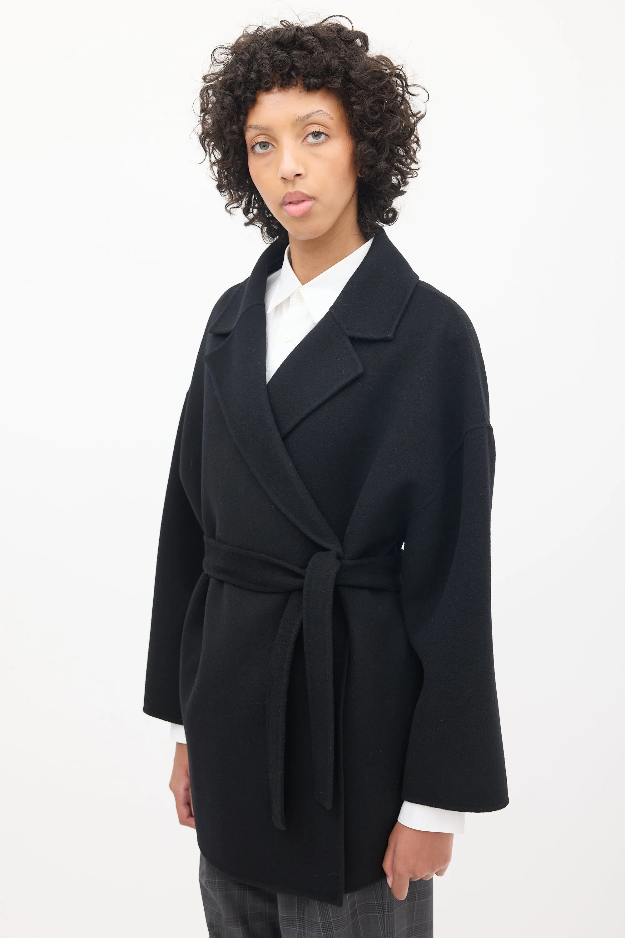 Black Wool Belted Jacket