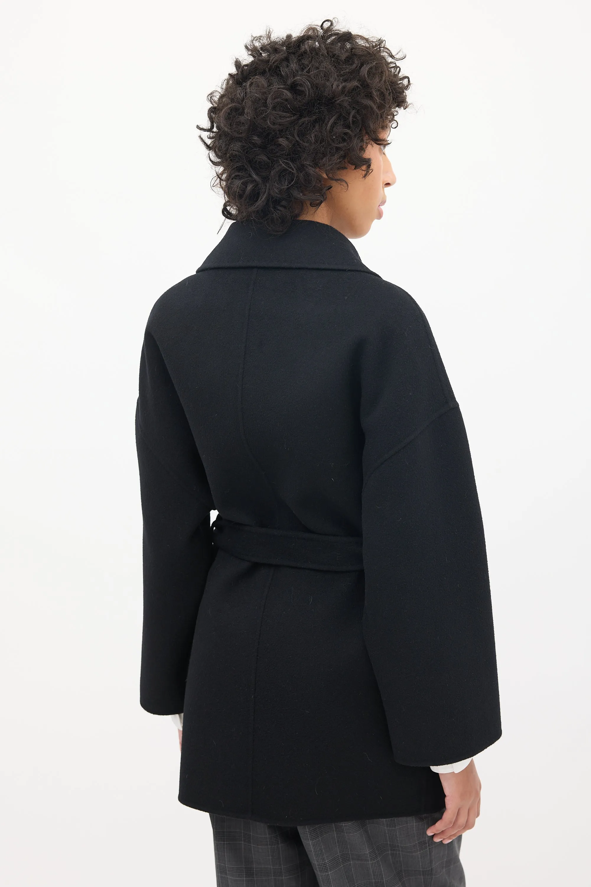 Black Wool Belted Jacket