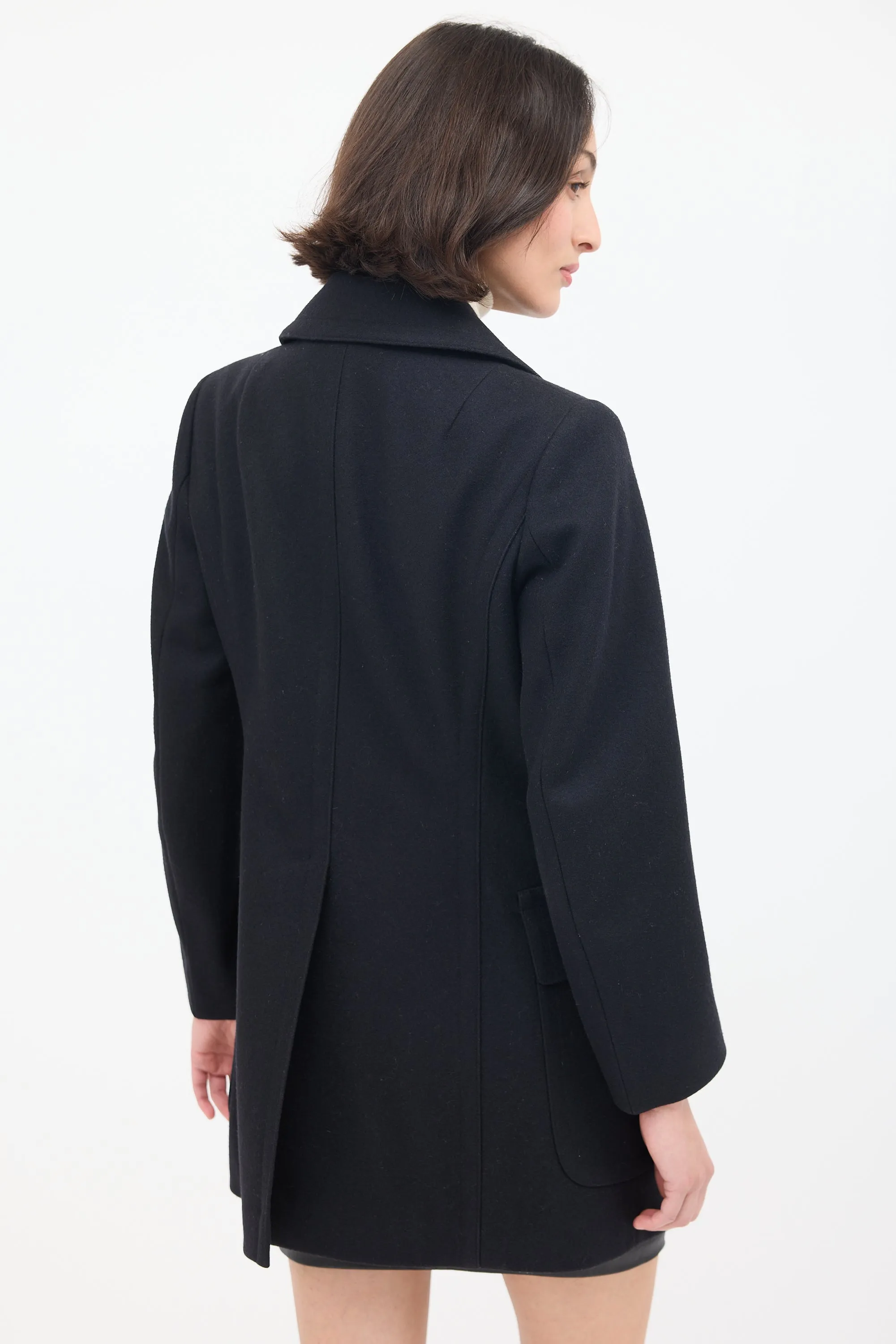 Black Wool Double Breasted Pea Coat