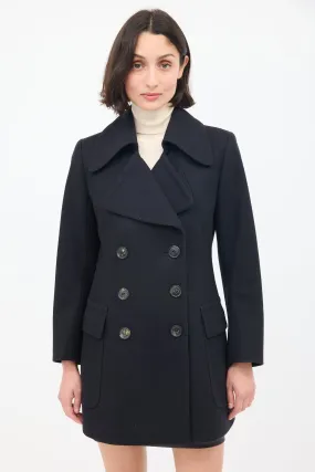 Black Wool Double Breasted Pea Coat