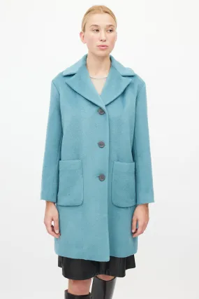 Blue Textured Wool Coat