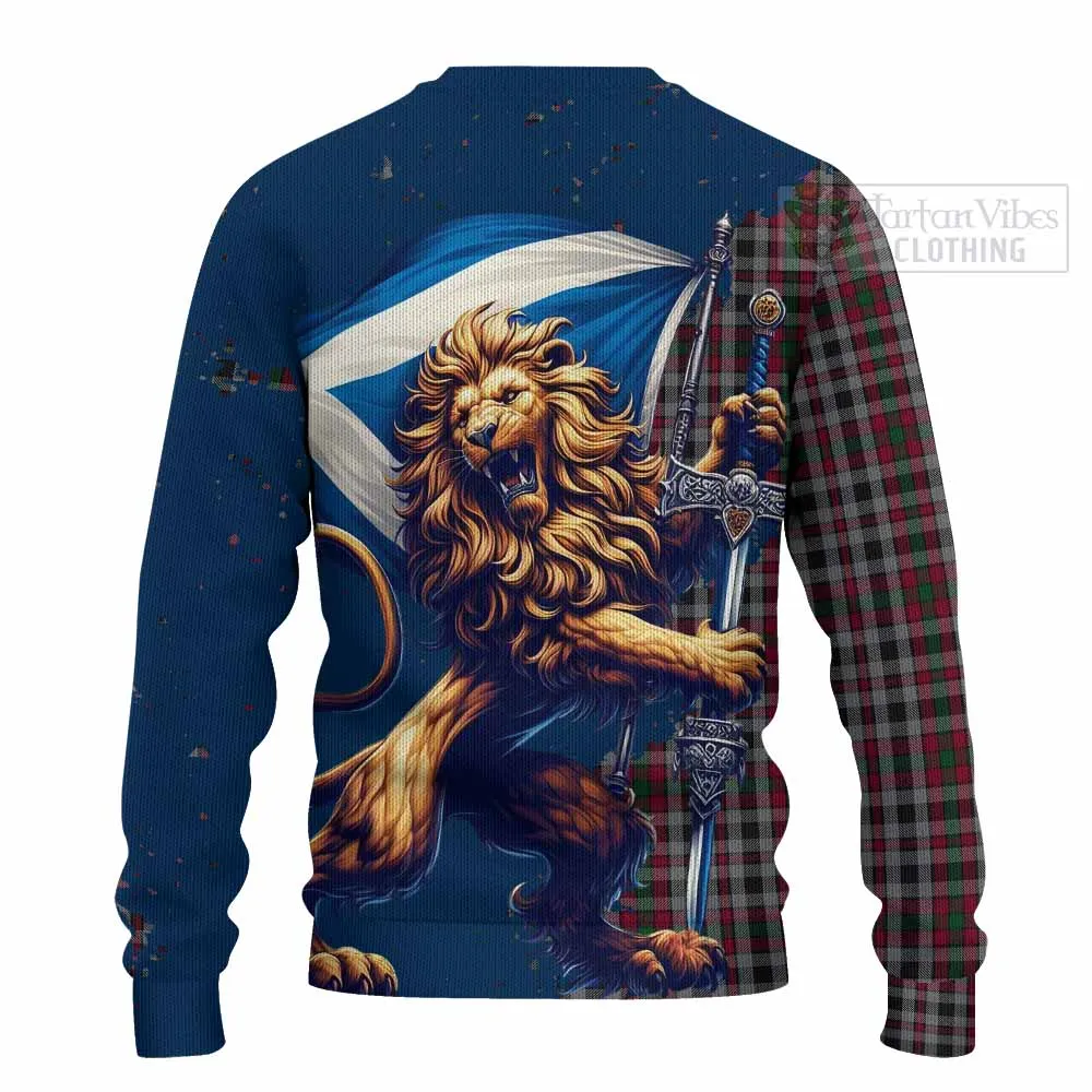 Borthwick Tartan Family Crest Knitted Sweater with Scottish Majestic Lion