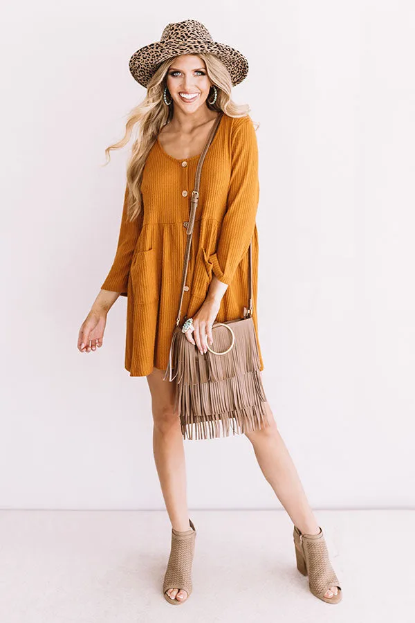 Bring On The Lattes Babydoll Tunic Dress In Pumpkin