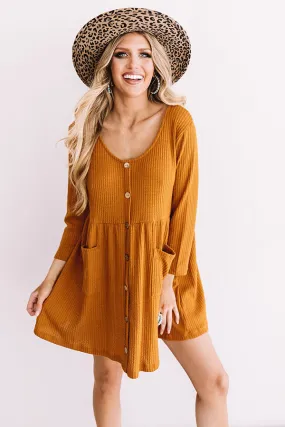 Bring On The Lattes Babydoll Tunic Dress In Pumpkin